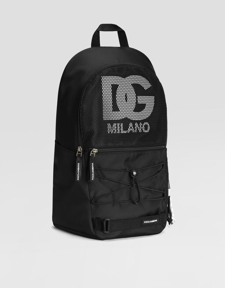 Dolce & Gabbana Mochila de rejilla de nailon con logotipo DG Negro EM0144AM476