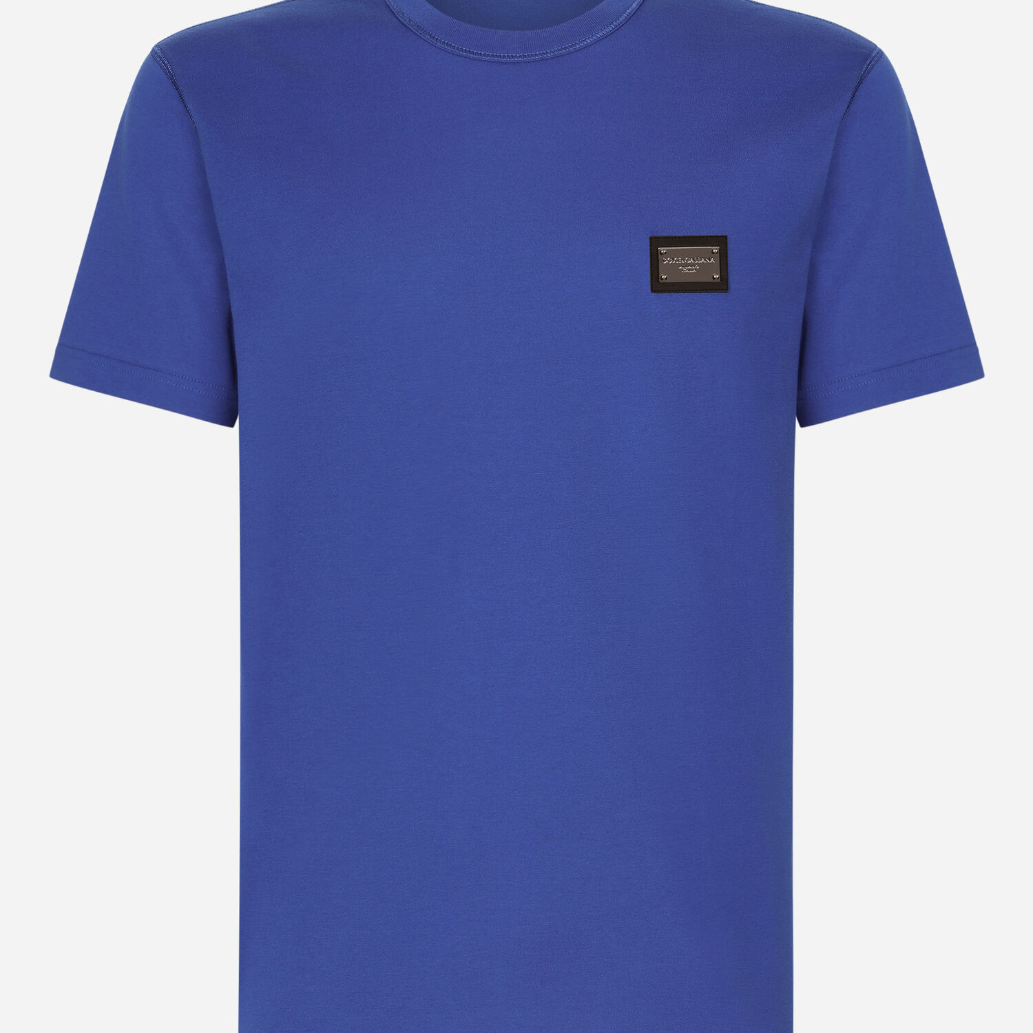 Cotton T-shirt with branded tag in Blue for | Dolce&Gabbana® US
