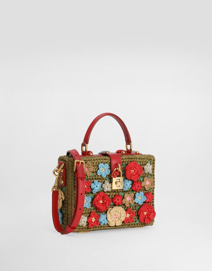 Dolce & Gabbana Sac à main Dolce Box en raphia au crochet Multicolor BB5970AZ350