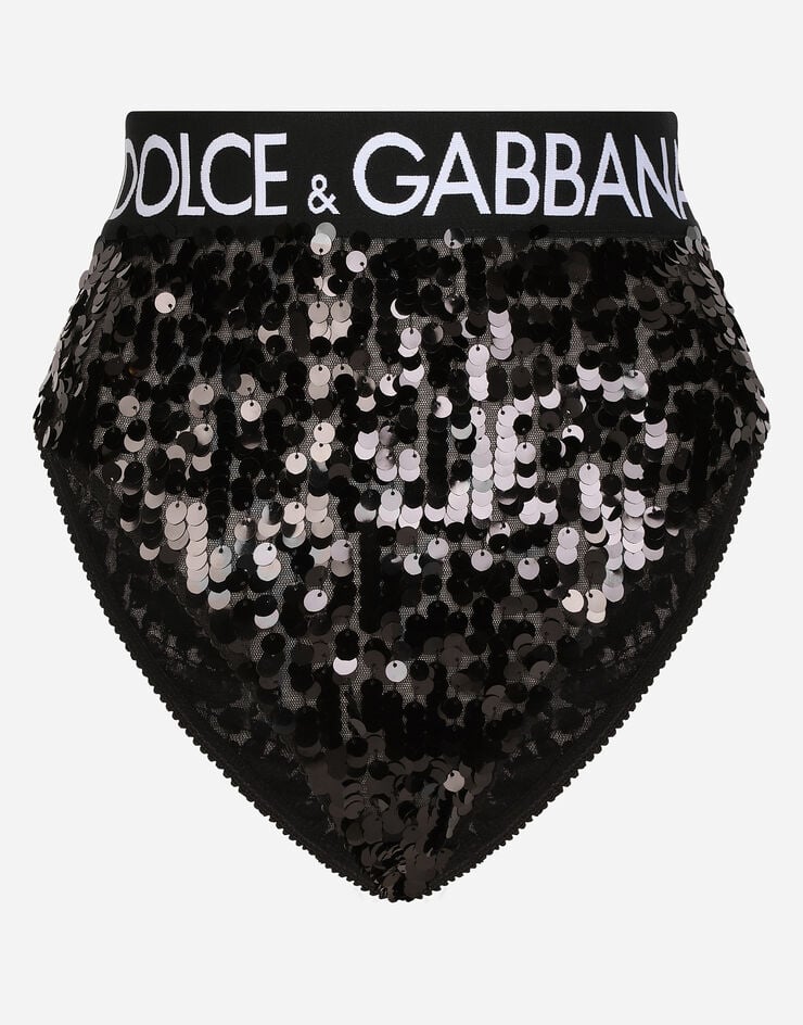 Dolce & Gabbana High-waisted sequined briefs Black O2E19TFLSA8