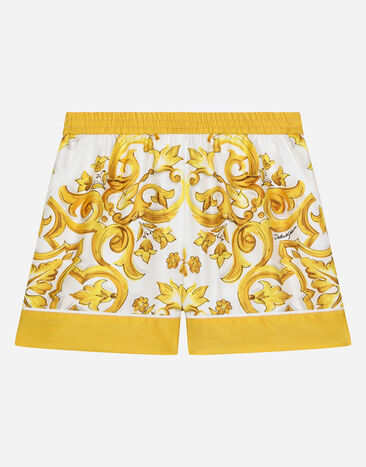 Dolce & Gabbana Twill shorts with yellow majolica print Print L55I27FI5JU