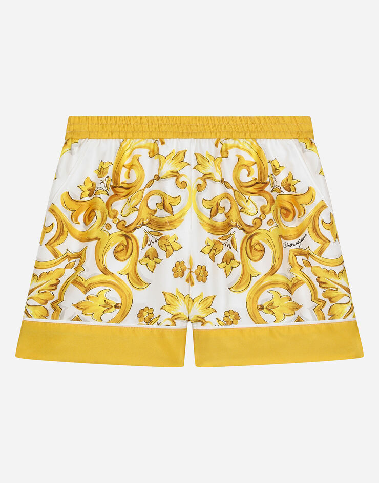 Dolce & Gabbana Twill shorts with yellow majolica print Print L52Q33G7EY5