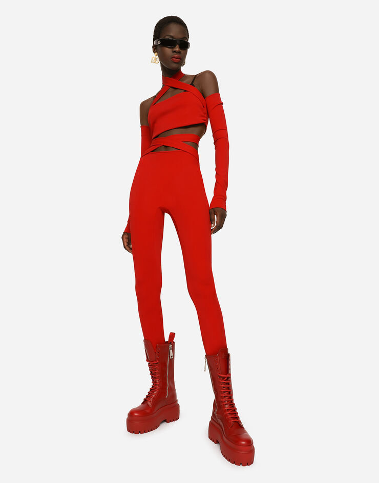 Dolce & Gabbana Pantalón de viscosa con cinturilla Rojo FTCTUTFURL6