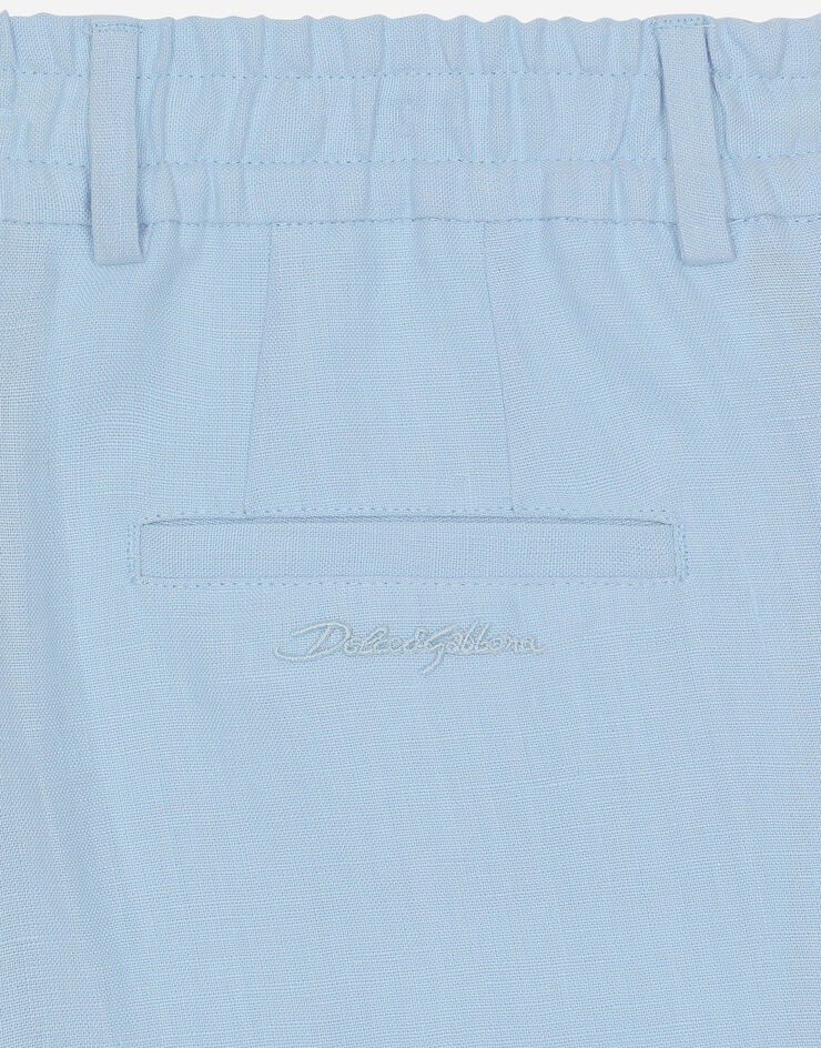 Dolce & Gabbana Linen shorts with Dolce&Gabbana logo Azure L43Q51FU4LH