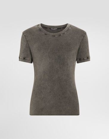 Dolce & Gabbana Ribbed cotton T-shirt Multicolor G8TO7TG7P1J