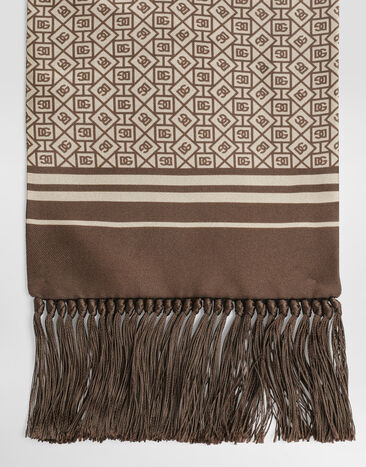 Dolce & Gabbana Silk twill scarf with micro-design and logo Multicolor GQ214EG0WV1