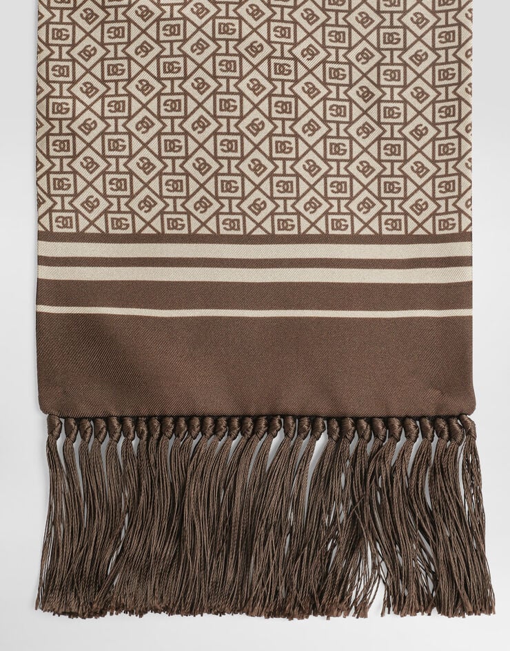 Dolce & Gabbana Silk twill scarf with micro-design and logo Multicolor GQ214EG0WV1
