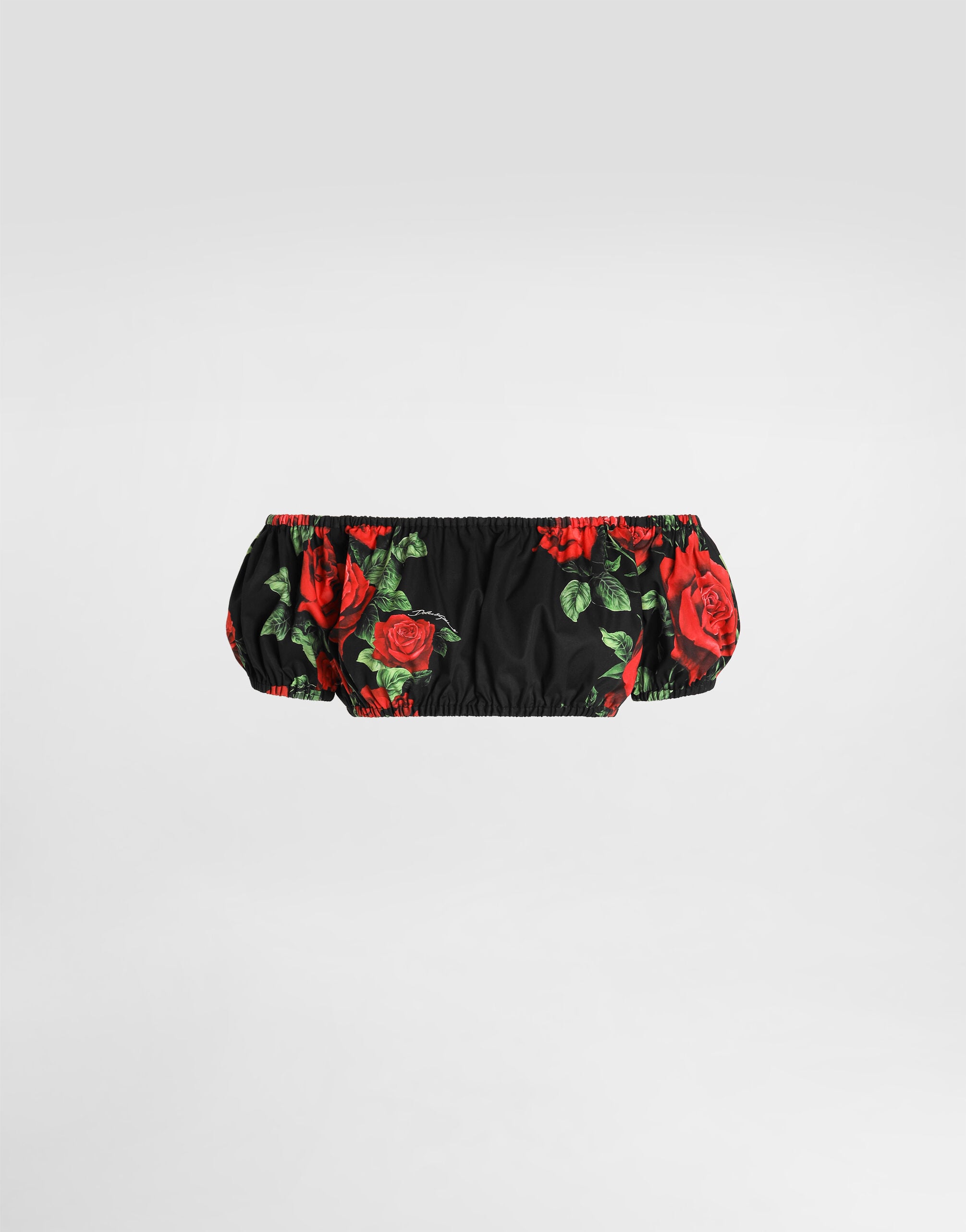 DOLCE&GABBANAボリュームスリーブ トップス Rose-print poplin top in Multicolor for Women | Dolce&Gabbana® US