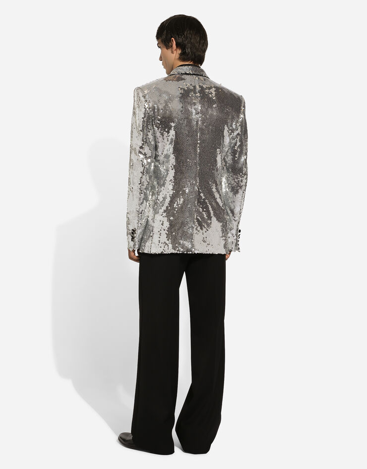 Dolce & Gabbana Sicilia sequined single-breasted tuxedo jacket Plateado G2QU6TFLSEP