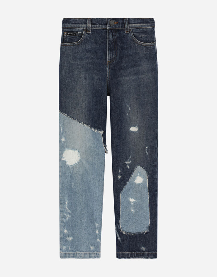Dolce & Gabbana Regular-fit blue patchwork denim jeans Multicolor L42F54LDA91