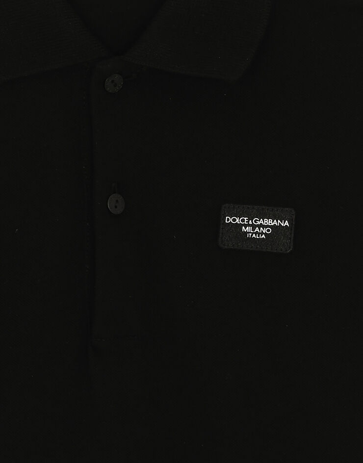 Dolce & Gabbana Polo de piqué con placa con logotipo Negro L4JTGWG7M4T