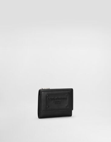 Dolce&Gabbana Calfskin French flap wallet with raised logo Black BP3271AG218