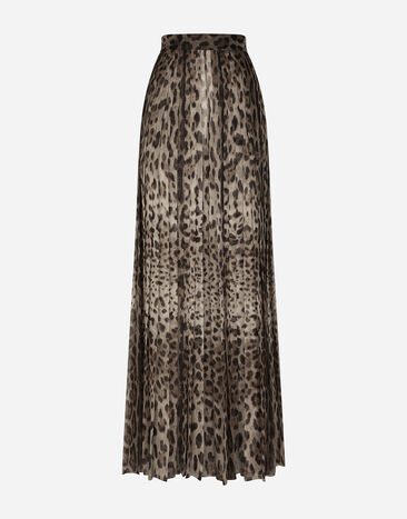 Dolce & Gabbana Falda pantalón de chifón con estampado de leopardo Multicolor FTCDDDG8HU3