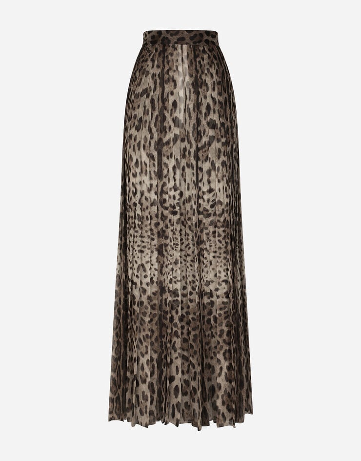 Dolce & Gabbana Falda pantalón de chifón con estampado de leopardo Estampado Animalier FTBWQTFSSEP