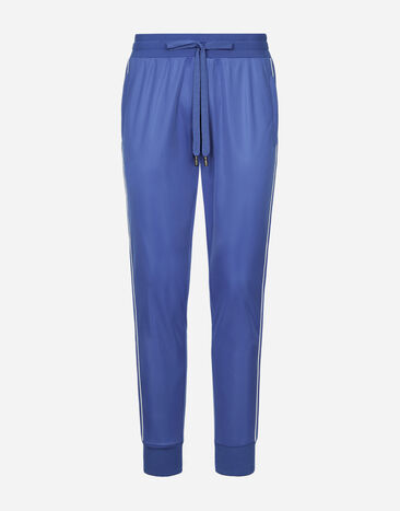 Dolce & Gabbana Jogginghose aus Triacetat mit Streifen Blau GZ45ATHU7B0