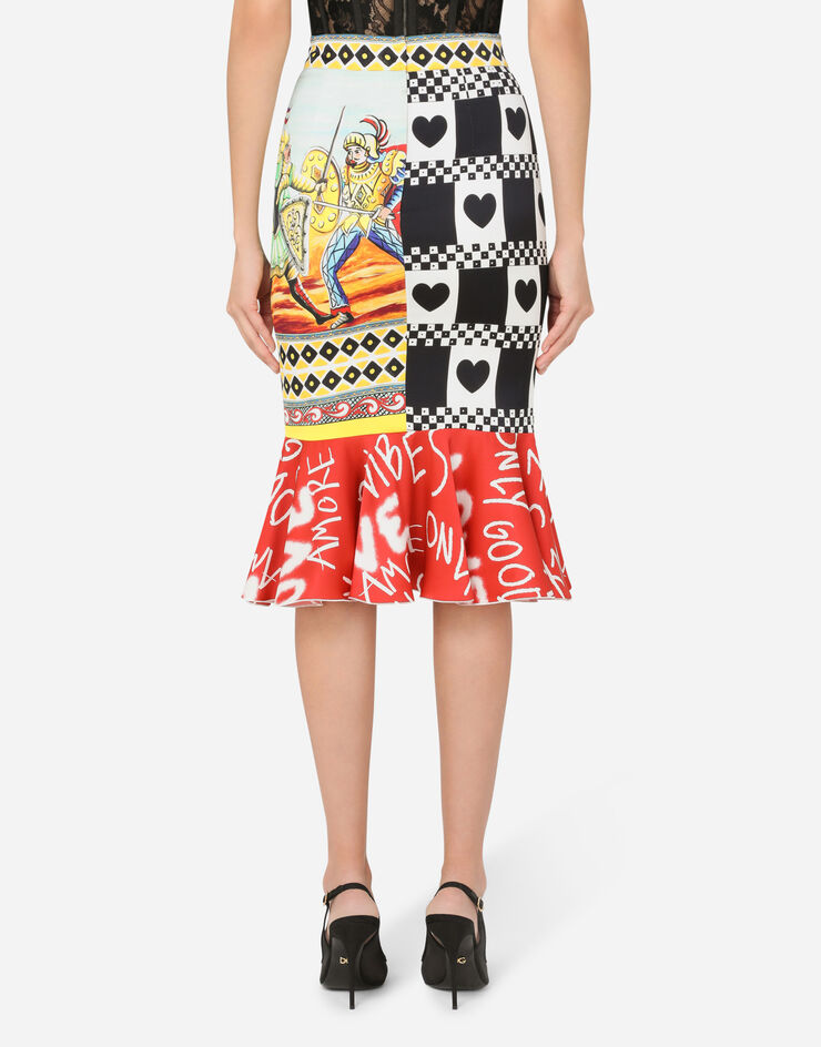 Dolce & Gabbana Patchwork-print charmeuse midi skirt MULTICOLORE I4I72WHPAAO