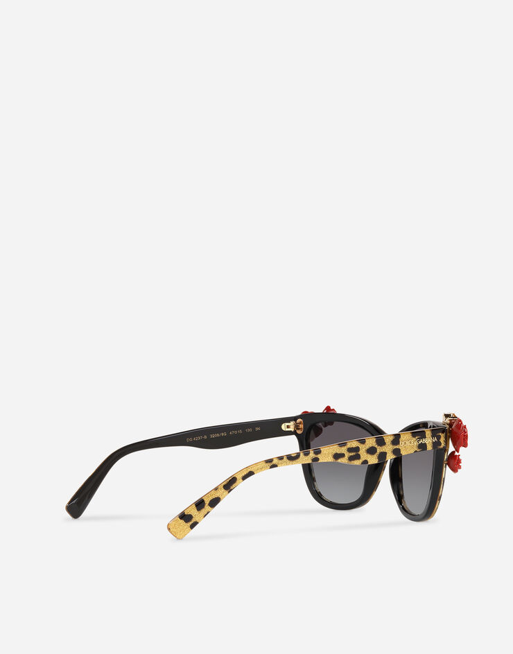 Dolce & Gabbana Солнцезащитные очки с леопардовым принтом и розами ЛЕОПАРДОВЫЙ ПРИНТ / ЗОЛОТЫЕ БЛЕСТКИ VG4237VP88G