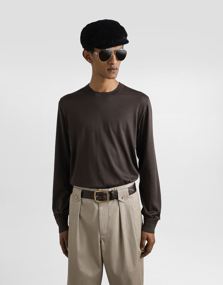 Dolce & Gabbana Silk crewneck pullover Dolce & Gabbana Silk crewneck pullover Brown GXX02ZJBSLV