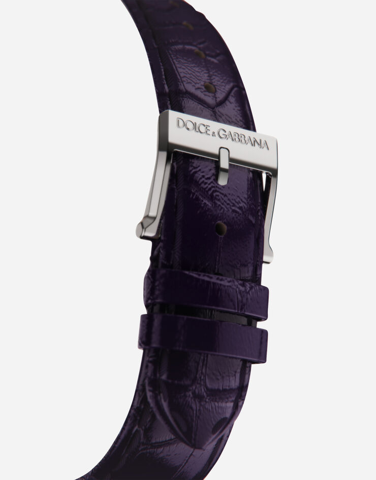 Dolce & Gabbana ساعة DG7 من الفولاذ مرصعة بالسوغيلايت والماس بنفسجي WWFE2SXSFSA