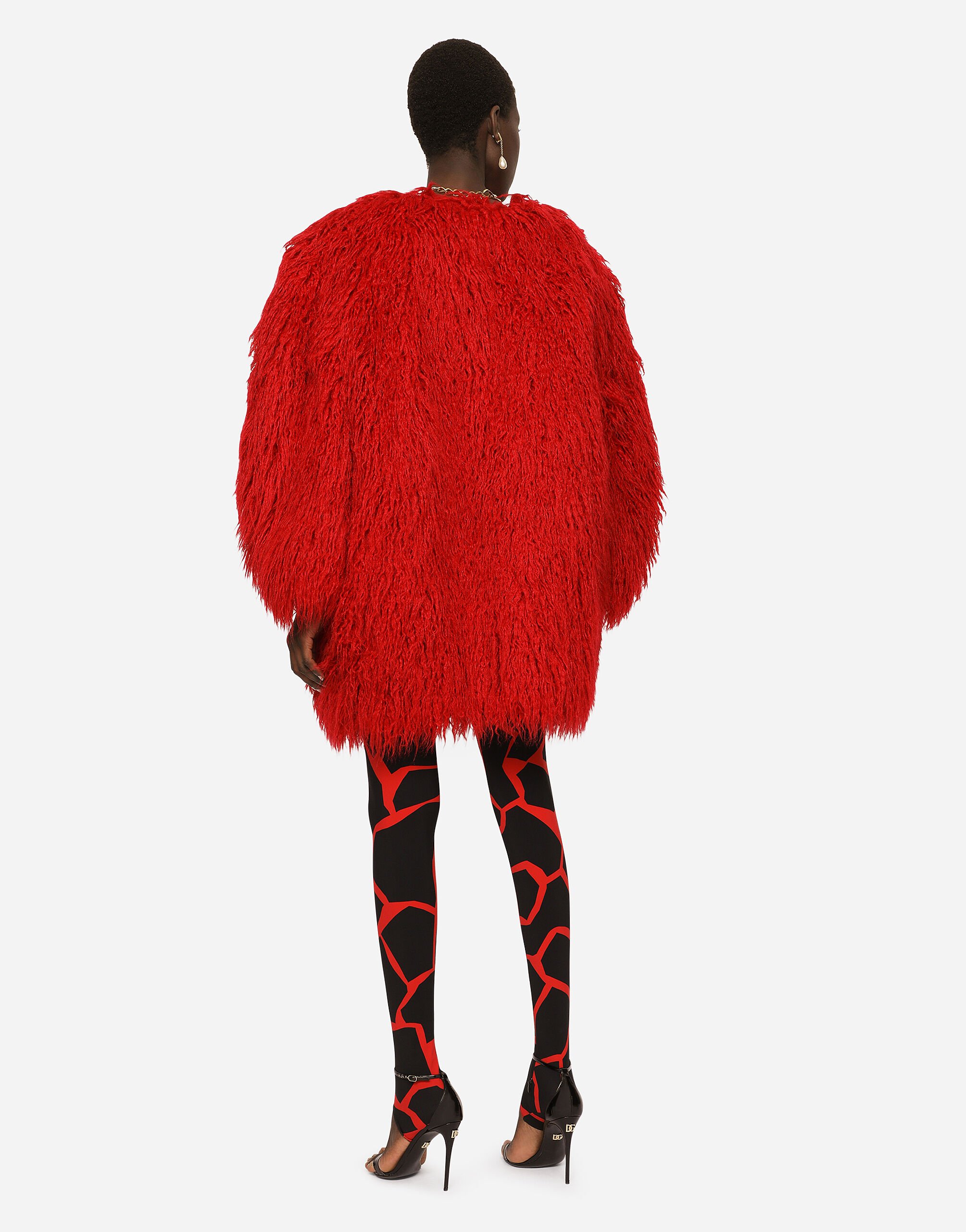 Faux fur coat in Red for Women Dolce Gabbana