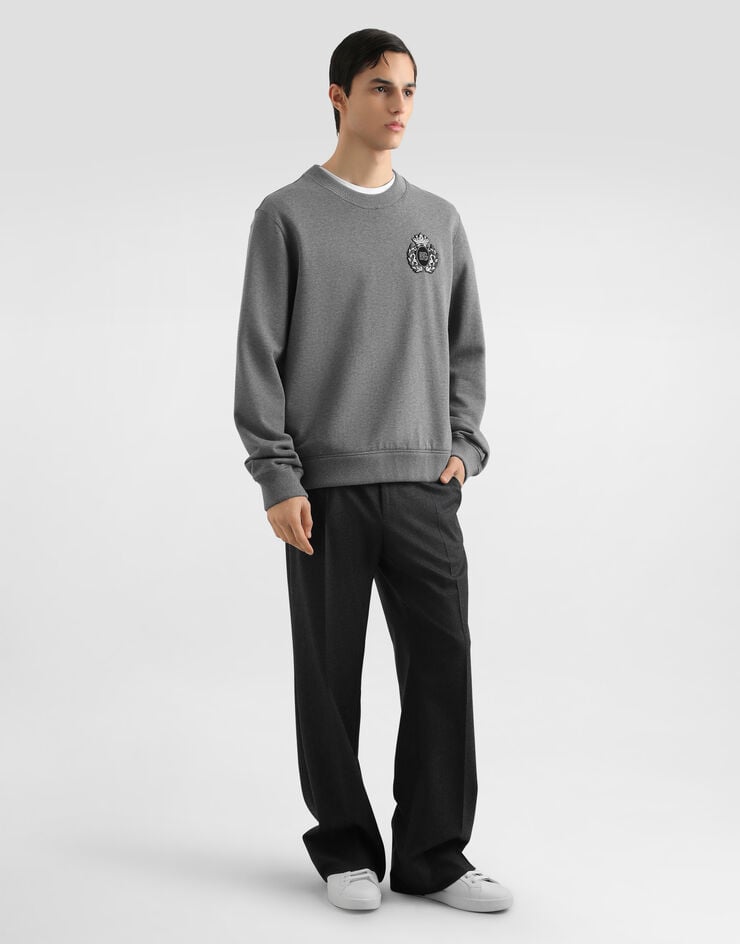 Dolce & Gabbana Sweatshirt with heraldic patch Grey G9ABJZG7PJ7