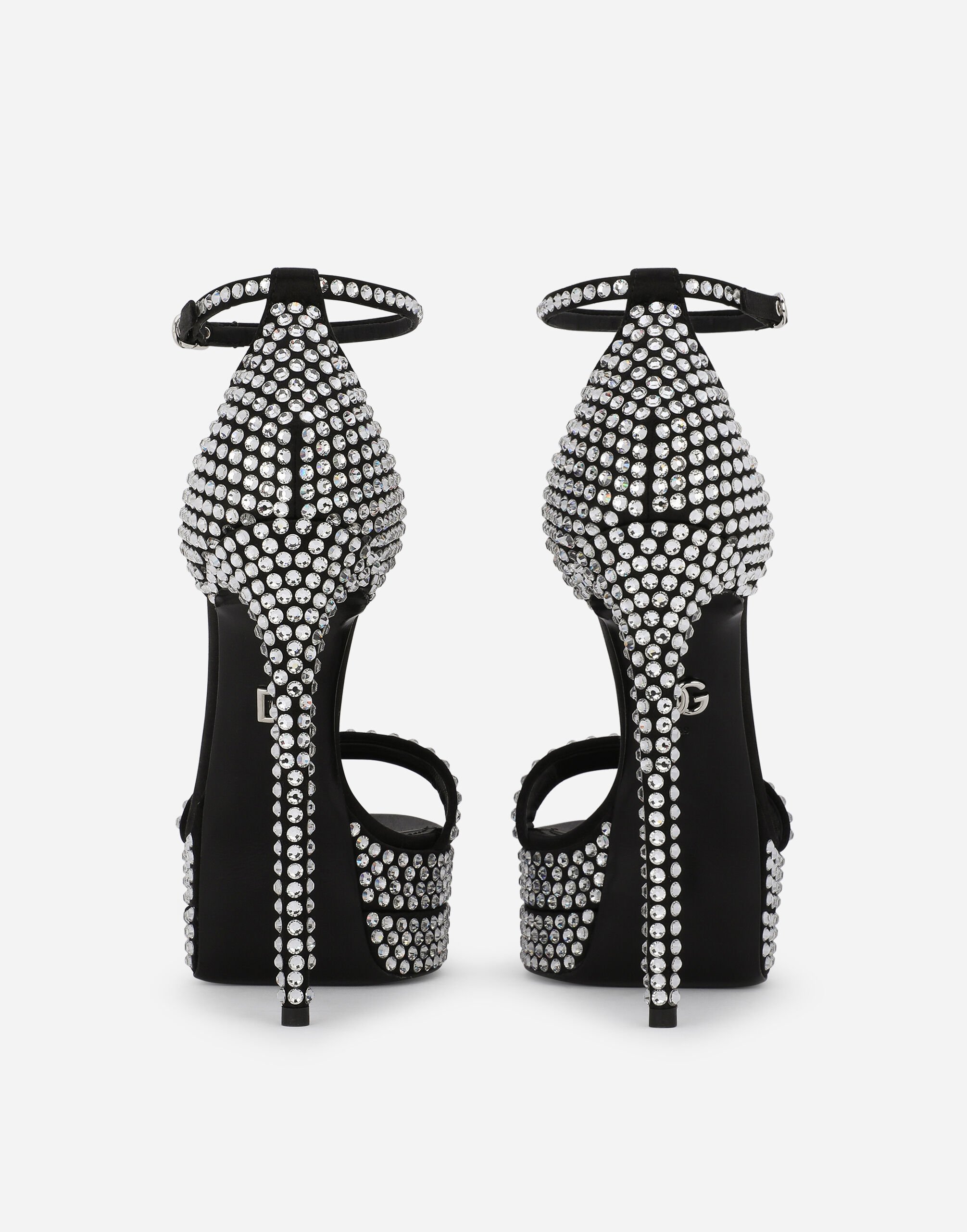 正規店買付【DOLCE & GABBANA】マルチカラー フラット サンダル マルチカラーのウィメンズ Satin platform sandals with fusible