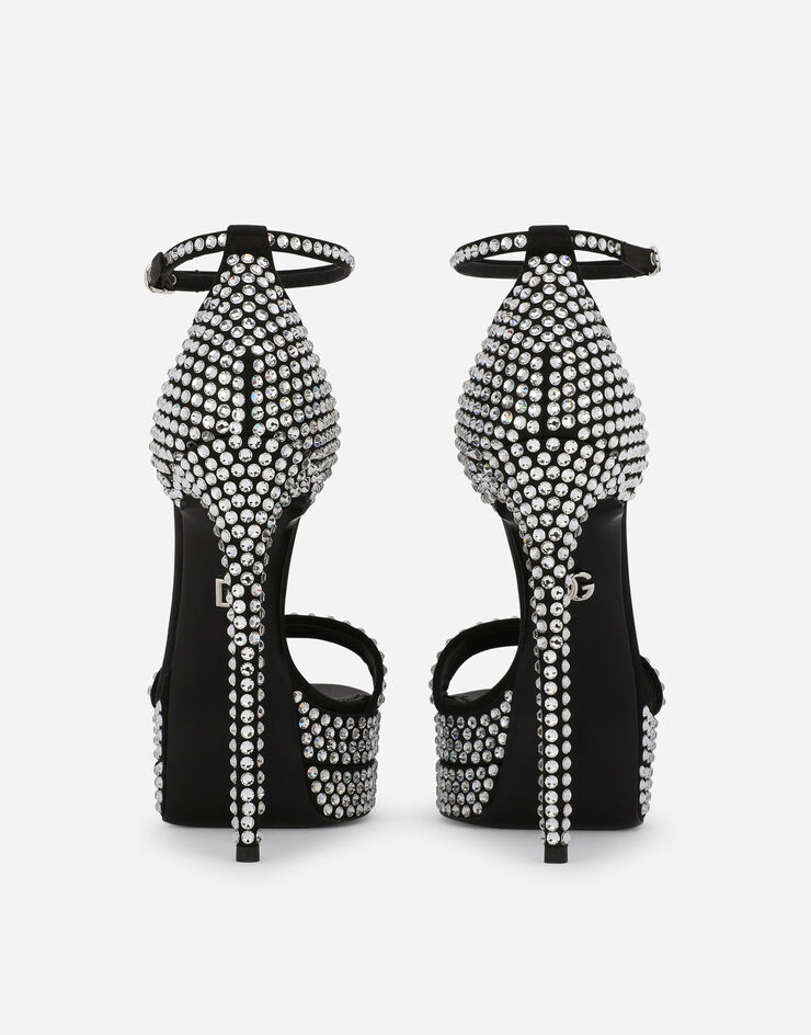 Dolce & Gabbana Sandalia de plataforma de raso y strass termoadhesivo Multicolor CR1421AD479