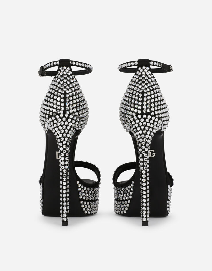 Dolce & Gabbana Satin platform sandals with fusible rhinestones Multicolor CR1421AD479