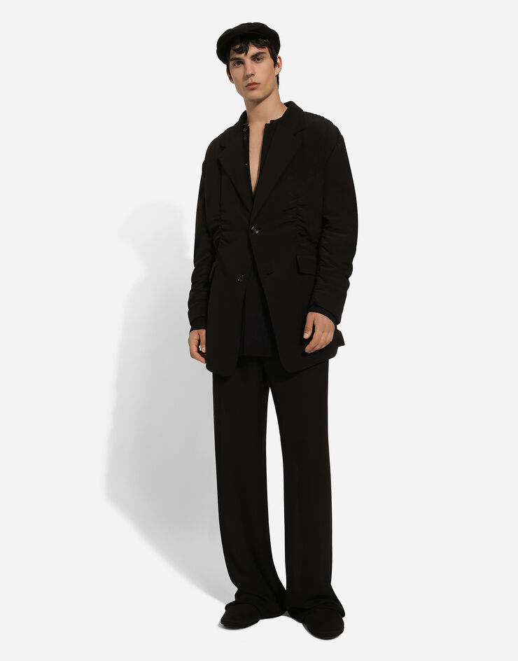 Dolce & Gabbana Single-breasted silk jacket with gathering Black G2TP3TFU1ZC