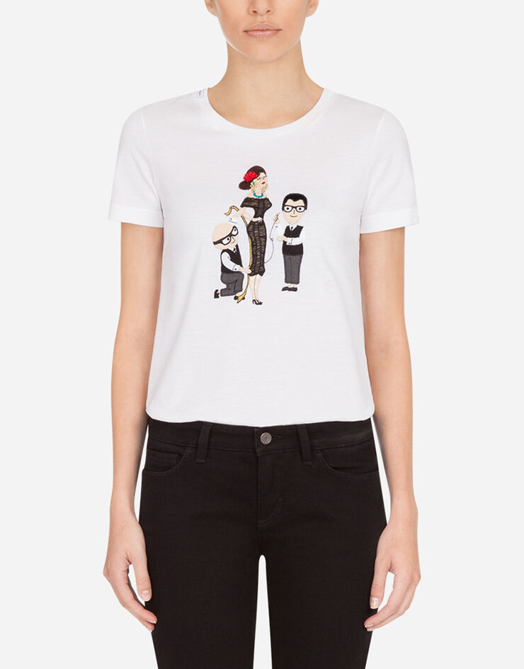 Dolce & Gabbana Jersey t-shirt with DG Family print WEIß F8L99ZG7WAT