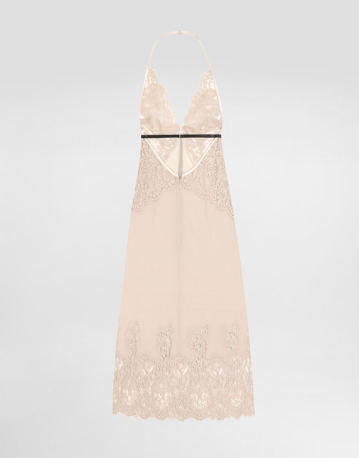 Dolce & Gabbana 蕾丝细节乔其纱吊带裙 米色 O6A41TON06O