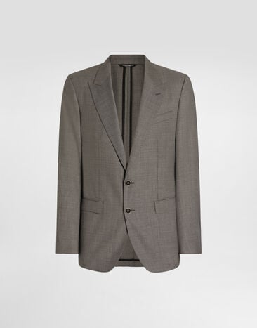 Dolce & Gabbana Single-breasted jacket in bird's eye wool Multicolor G2NW0TFM2HM