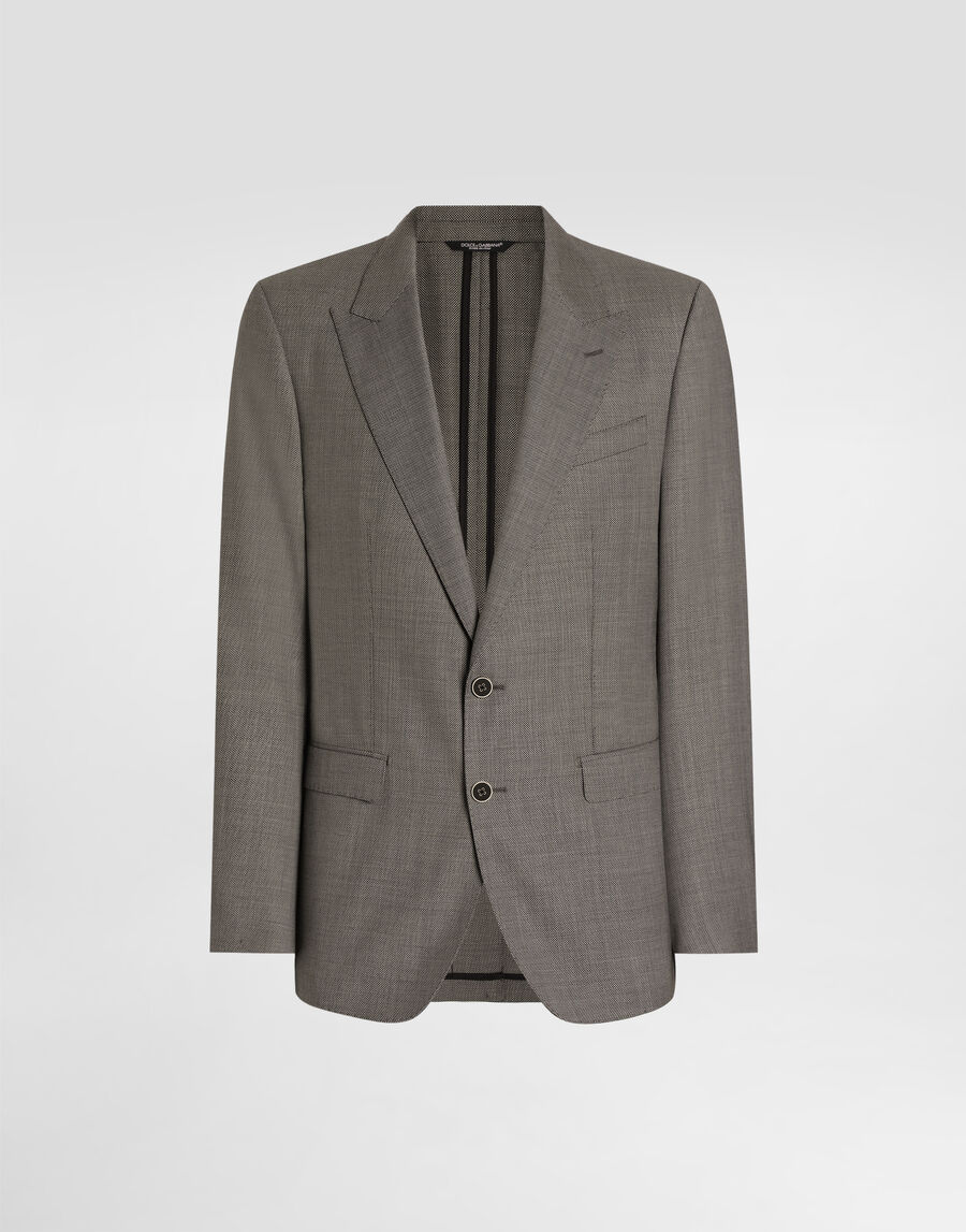 Single-breasted jacket in bird's eye wool