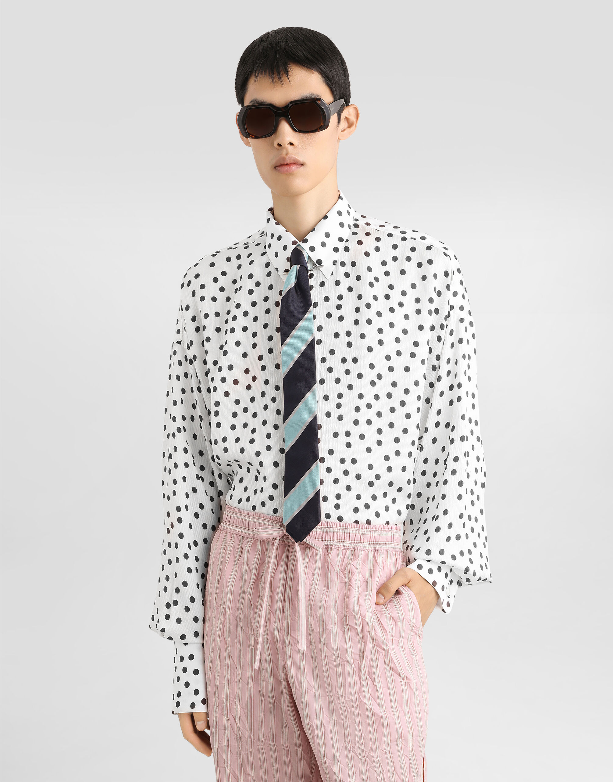 Polka-dot print wavy silk shirt - thumbnail 2