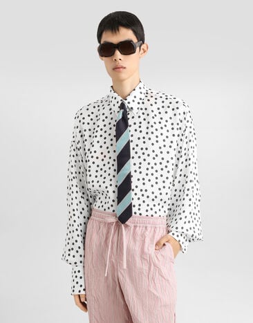 Dolce & Gabbana Polka-dot print wavy silk shirt Multicolor G5LU6TFS1T6