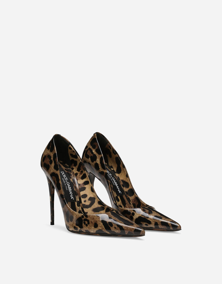 Dolce & Gabbana Zapato de salón en piel de becerro brillante estampada Estampado Animalier CD1718AM568