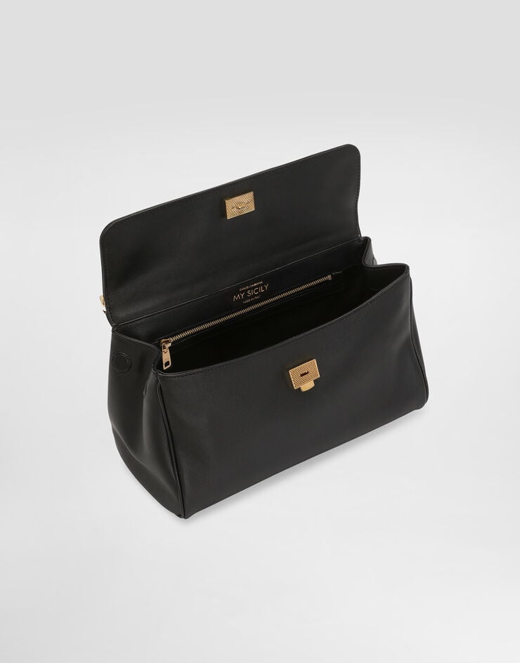 Dolce & Gabbana My Sicily handbag in plongé calfskin Black BB7782B7321