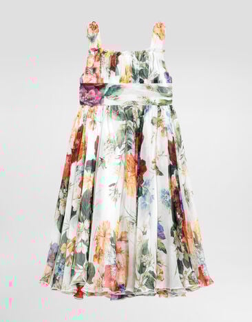 Dolce & Gabbana Ärmelloses Kleid aus Chiffon mit Blumenprint Drucken L54DK0IS1ZE