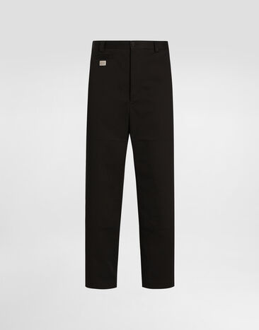 Dolce & Gabbana سروال كارغو قطني ببطاقة أسود GP0RSTFUFL3
