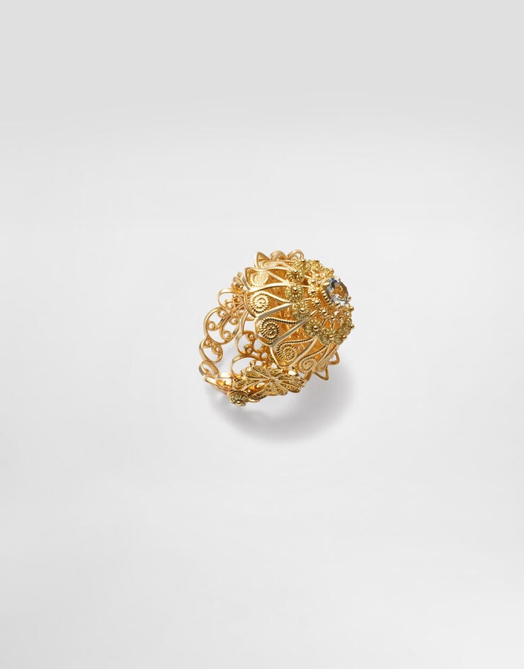 Dolce & Gabbana Filigree Ring 18-carat yellow gold and aquamarine Gold WRJP1GWAQ01