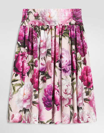 Dolce & Gabbana Peony-print poplin skirt Multicolor L55I83G7QZX