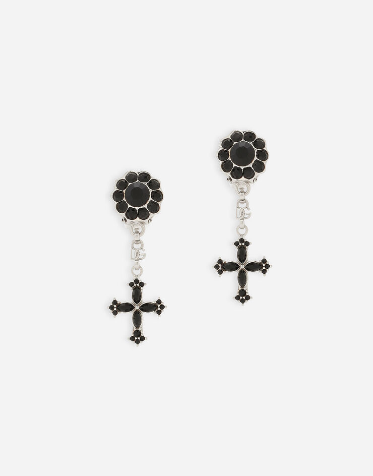 Dolce & Gabbana Длинные серьги с подвеской-крестом черный WEQ4S2W1111