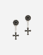 Dolce&Gabbana Drop earrings with crosses Black F6DKITFU1AT