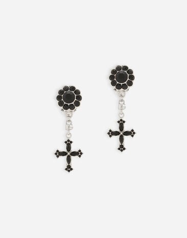 Dolce & Gabbana Pendientes colgantes con cruz Negro WEQ4S2W1111