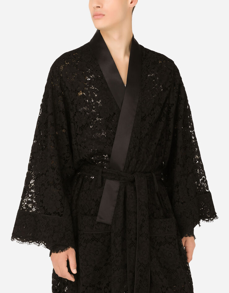 Dolce & Gabbana Robe de chambre en dentelle Noir G032CTHLMEA