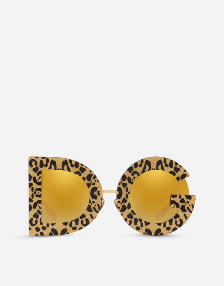 Dolce & Gabbana Lunettes de soleil DG léopard Or Brillant et Imprimé Léopard Pailleté VG4365VP87P