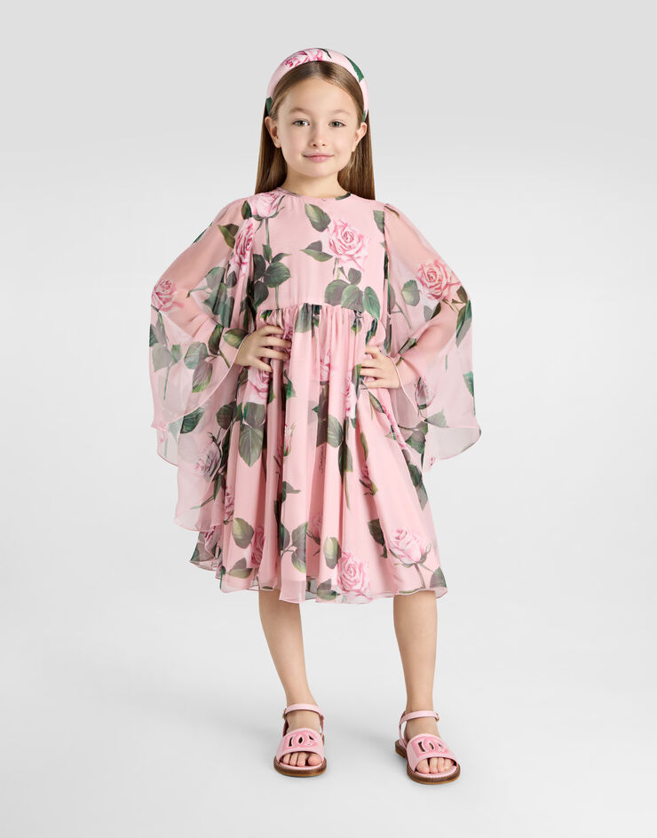 Dolce & Gabbana Chiffon dress with rose print Print L53DE9IS1X9