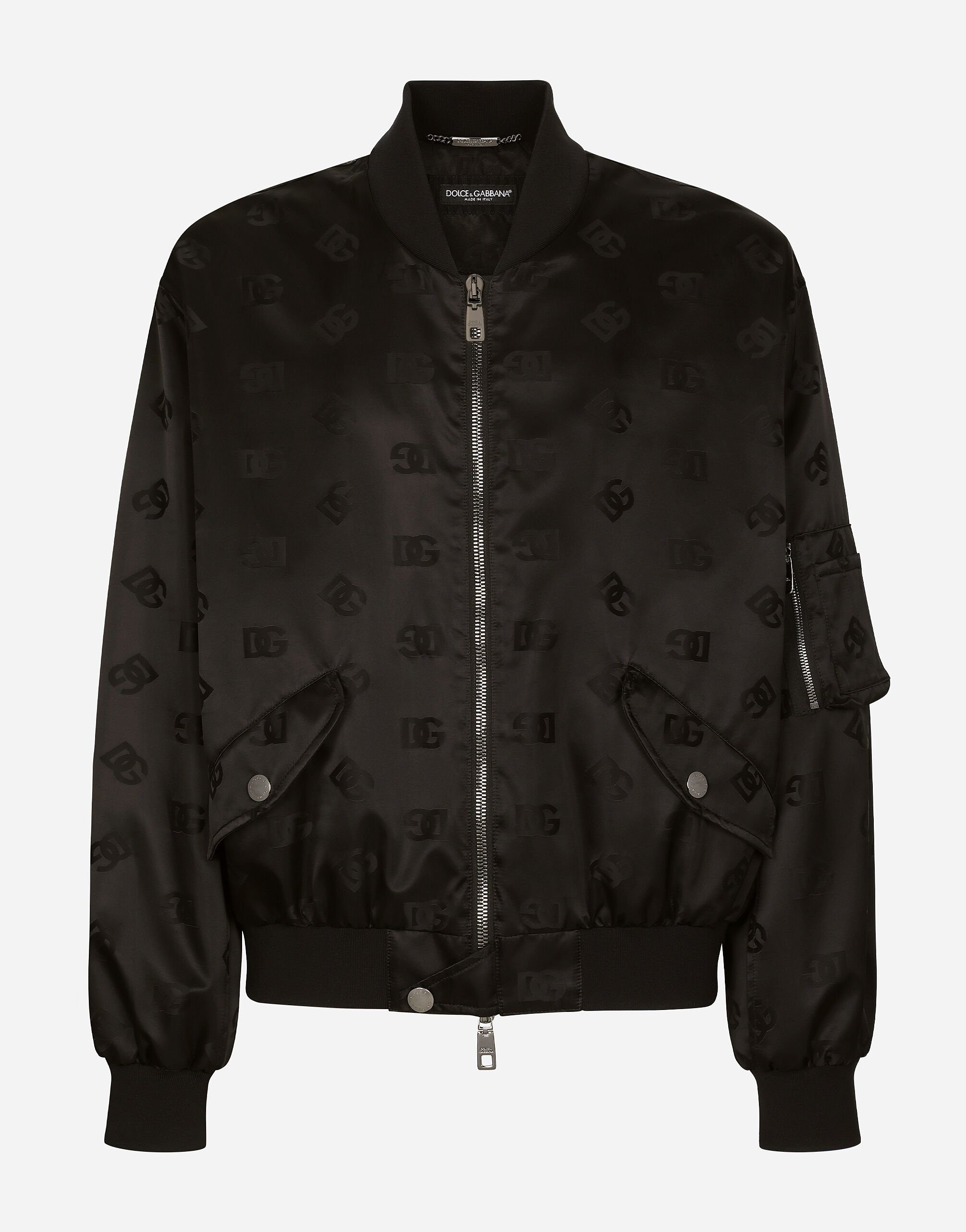 Dolce&Gabbana DG satin jacquard jacket with branded tag Grey G041KTGG914