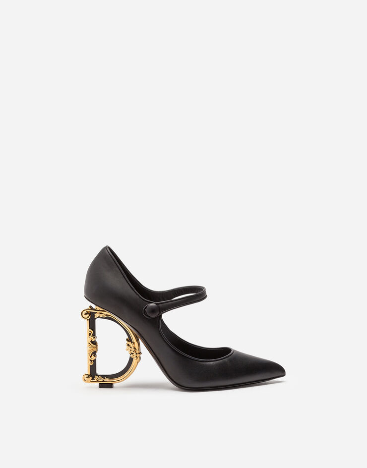 Dolce & Gabbana Nappa leather Mary Jane with baroque DG heel NERO CD1476AV967