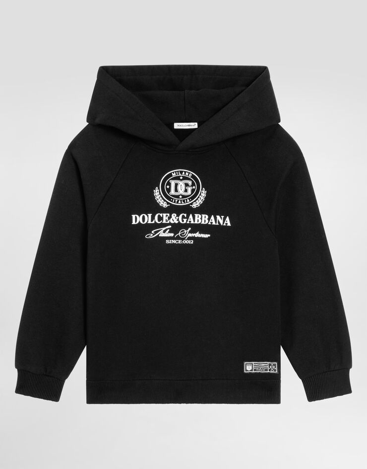 Jersey hoodie with Dolce&Gabbana logo in Black for Boys 
